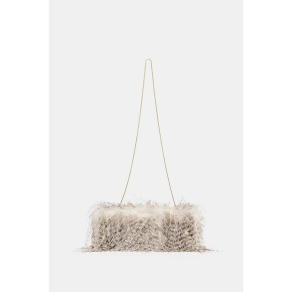 ZARA FAUX FUR CLUTCH BAG - Picture 1 of 6